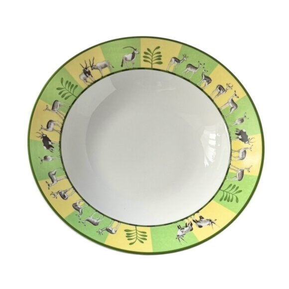 Hermes Africa Serving Plate 11.5” Green Porcelain Tableware Animal Authentic - Picture 4 of 10
